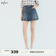 伊芙麗（eifini）伊芙麗薄款牛仔布復古設計感裙褲式牛仔短褲女2025夏裝新款 深藍 S