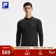 FILA 斐樂(lè )官方男子針織長(cháng)袖上衣25冬季新款健身運動(dòng)加絨長(cháng)T抓絨打底衫 深黑-BK M 170/92A/M