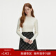 范思藍恩【可機洗】蕾絲花邊修身針織打底衫女秋冬2024新款14088 月光白 S