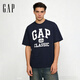 蓋璞Gap男女裝2026春季新款純棉logo字母印花寬松短袖T恤上衣866090 海軍藍 L (175/96A)亞洲尺碼