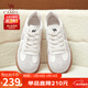 駱駝（CAMEL）德訓鞋女復古撞色皮革拼接厚底休閑板鞋 L25A787002 米白 37