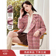 香影格子毛呢外套女2025秋冬新款氣質(zhì)高級感寬松粉色中長(cháng)呢子大衣 梅紅 S