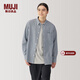 MUJI男式 水洗牛津紐扣領(lǐng)長(cháng)袖襯衫 男士襯衣外套純棉 春季 AC4AAC4A 深藏青色格紋 L (175/100A)