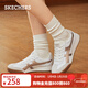 斯凱奇（Skechers）女鞋秋季德訓鞋時(shí)尚軟底休閑鞋撞色拼接板鞋 白色/玫瑰金色/WTRG 37