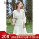 百圖betu女裝2025春季新款連衣裙玫瑰飄帶收腰氣質(zhì)連衣裙裙子2502T77 淺杏色 M