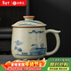 金鑲玉哥窯茶杯 家用喝泡茶杯陶瓷可開(kāi)片手繪功夫茶具水杯子 山水人間