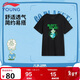 李寧童裝兒童短袖T恤男小大童趣味圖案潮流文化衫150YHSV081-4