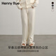 Henny Rue針織闊腿褲女早春含羊毛垂感直筒拖地褲空氣云朵寬松抽繩休閑長(cháng)褲 棉籽白 M （建議100-120斤）
