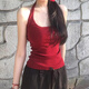 冶芷美式純欲甜辣妹掛脖紅色吊帶背心女夏季外穿內搭修身性感短款上衣 收腰美式掛脖吊帶紅色 L