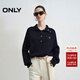 ONLY2025秋季新款優(yōu)雅知性插肩袖純色大翻領(lǐng)針織衫女|125313027 E39深藍色 S