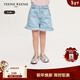 Teenie Weenie  Kids小熊童裝25年款新款女寶寶時(shí)尚甜美花邊牛仔褲 藍色花灰 100 cm