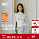 森馬（Semir）長(cháng)袖T恤女半高領(lǐng)緊身純色冬季2025新款發(fā)熱抓絨木耳邊打底衫 奶白10501 M