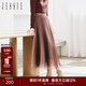 JESSIE時(shí)尚亮絲漸變顯瘦百褶網(wǎng)紗半身裙女秋 咖啡色 L
