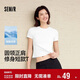 森馬（Semir）涼感T|短袖T恤女短款刺繡修身2025基礎圓領(lǐng)正肩夏裝109325100007