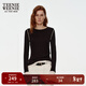 Teenie Weenie小熊女裝時(shí)尚秋季簡(jiǎn)約風(fēng)輕氧感撞色長(cháng)袖T恤白打底衫 黑色 S (160)