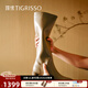 蹀愫（TIGRISSO）小奶皮】綿羊騎士靴不過(guò)膝顯腿長(cháng)保暖親膚通勤高筒靴女TA43705-14 淺灰色 TA63705-14 37 235mm