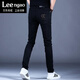 LEENGAO品牌高檔刺繡花黑色牛仔褲男士2026新款褲子修身小腳彈力休閑長(cháng)褲 黑色(夏季面料) 30 腰圍【2尺3】