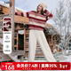 百圖（betu）女裝2025年冬季新款毛衣氛圍感條紋毛衣顯瘦長(cháng)袖上衣女2512T09 紅色 M