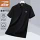 德?tīng)柣荻绦銽恤男夏季翻領(lǐng)純色polo衫半截袖休閑服打底衫 黑色 XL