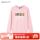 GANT/甘特寬松休閑刺繡字母印花圓領(lǐng)套頭帶帽百搭長(cháng)袖女衛衣 614-粉色 S