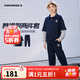Converse匡威童裝男童套裝假兩件華夫格Polo衫長(cháng)褲秋季新款兩件套百搭 藏青藍 140 /68 【建議身高128-140cm】