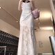 冶芷法式白色蕾絲吊帶連衣裙子女夏季2025新款修身包臀長(cháng)裙 白色蕾絲吊帶連衣裙 S