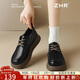 ZHR英倫單鞋女厚底樂(lè )福鞋復古拼色軟底女鞋子日系帶皮鞋JF192黑色37