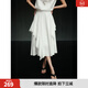 ELLE摩登荷葉邊半身裙女2025夏新款不規則設計感小眾時(shí)尚a字傘裙 白色 S