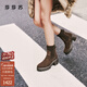 莎莎蘇【絲絨拿鐵】2025秋冬季新款厚底增高彈力瘦瘦女靴切爾西靴 深啡色 37