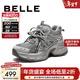 百麗（Belle）周雨彤同款藍鯨高幫老爹鞋女26春紅色商場(chǎng)厚底休閑鞋E8X1DAM6預售 灰色高幫-絨里 37