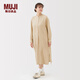 MUJI女式木棉混雙層紗織長(cháng)袖連衣裙女裝裙子25年秋季長(cháng)裙BC2NWC5A 暗黃色條紋 XL (165/92A)