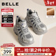 百麗（Belle）潮酷高幫老爹鞋女冬季新款商場(chǎng)同款厚底加絨休閑鞋E6N1DDD5 灰色-薄絨 38