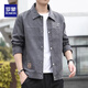 羅蒙（ROMON）高端夾克男2026春夏新款美式潮牌翻領(lǐng)修身工裝印花百搭休閑外套男 2806深灰?jiàn)A克 XL  建議120-135斤