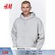 H&M男裝衛衣2025冬裝加絨情侶戶(hù)外落肩寬松紅色圣誕連帽衫0970819 混淺灰色 L 175/108