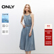 ONLY2025夏季新款天絲編織掛脖領(lǐng)立體裁剪牛仔連衣裙女|125242008 J32洗水牛仔藍 S