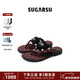 SugarSu 酥履夏季新款度假沙灘夾腳編織時(shí)尚人字涼拖鞋外穿女 黑色 36