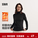 森馬（Semir）長(cháng)袖T恤女冬半高領(lǐng)發(fā)熱抑菌純色修身上衣顯瘦百搭氣質(zhì)打底衫 黑色90001 M
