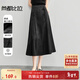 尚都比拉新中式國風(fēng)半身裙女春秋a字顯瘦改良馬面裙黑色中長(cháng)裙 黑色 XL