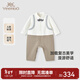 英氏（YEEHOO）【商場(chǎng)同款】嬰兒衣服春夏長(cháng)袖棉麻透氣男童連體衣假兩件爬服 午后城堡 66cm （建議3-6個(gè)月）