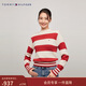 Tommy Hilfiger【半高領(lǐng)】秋冬女純棉慵懶復古寬條紋圓領(lǐng)內搭打底衫針織衫