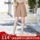betu百圖女裝短褲女夏ins風(fēng)簡(jiǎn)約多色休閑短褲女高腰闊腿褲短褲女2204T57 咖啡色 M