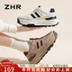 ZHR休閑鞋女時(shí)尚撞色拼接運動(dòng)鞋女輕盈厚底系帶女鞋 G662 紅棕色 36 