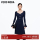 VEROMODA 連衣裙2025秋冬新款喇叭袖口收腰修身A字針織裙優(yōu)雅325446005