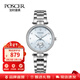 寶時(shí)捷（POSCER）手表女旋轉木馬系列女士手表鋼帶石英女表生日禮物送女友50208 藍色