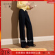 三彩2025冬季新款一體絨磨毛牛仔褲休閑褲直筒褲長(cháng)褲收腰S 深海藍 M 160/68A 160/68A