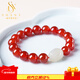 施華索尼亞馬年天然紅瑪瑙手串本命年半寶石和田玉貔貅手鏈男女款招財飾品 珠子8mm