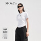 MO&Co.【涼感】個(gè)性膠章短袖圓領(lǐng)抽褶短款截短T恤上衣上裝摩安珂 漂白色 M 165