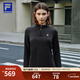 FILA 斐樂(lè )官方女子針織長(cháng)袖衫2025冬季新款健身運動(dòng)加絨半拉鏈長(cháng)T 深黑-BK M 165/84A/M