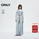 ONLY2025夏季新款做舊水洗寬松闊腿褲長(cháng)褲背帶牛仔褲女|125264002 J32洗水牛仔藍 M M褲長(cháng)減短