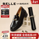 百麗（Belle）氣質(zhì)高跟樂(lè )福鞋女商場(chǎng)同款羊皮通勤樂(lè )福鞋3PAF2CA5 黑色 37 (235mm)